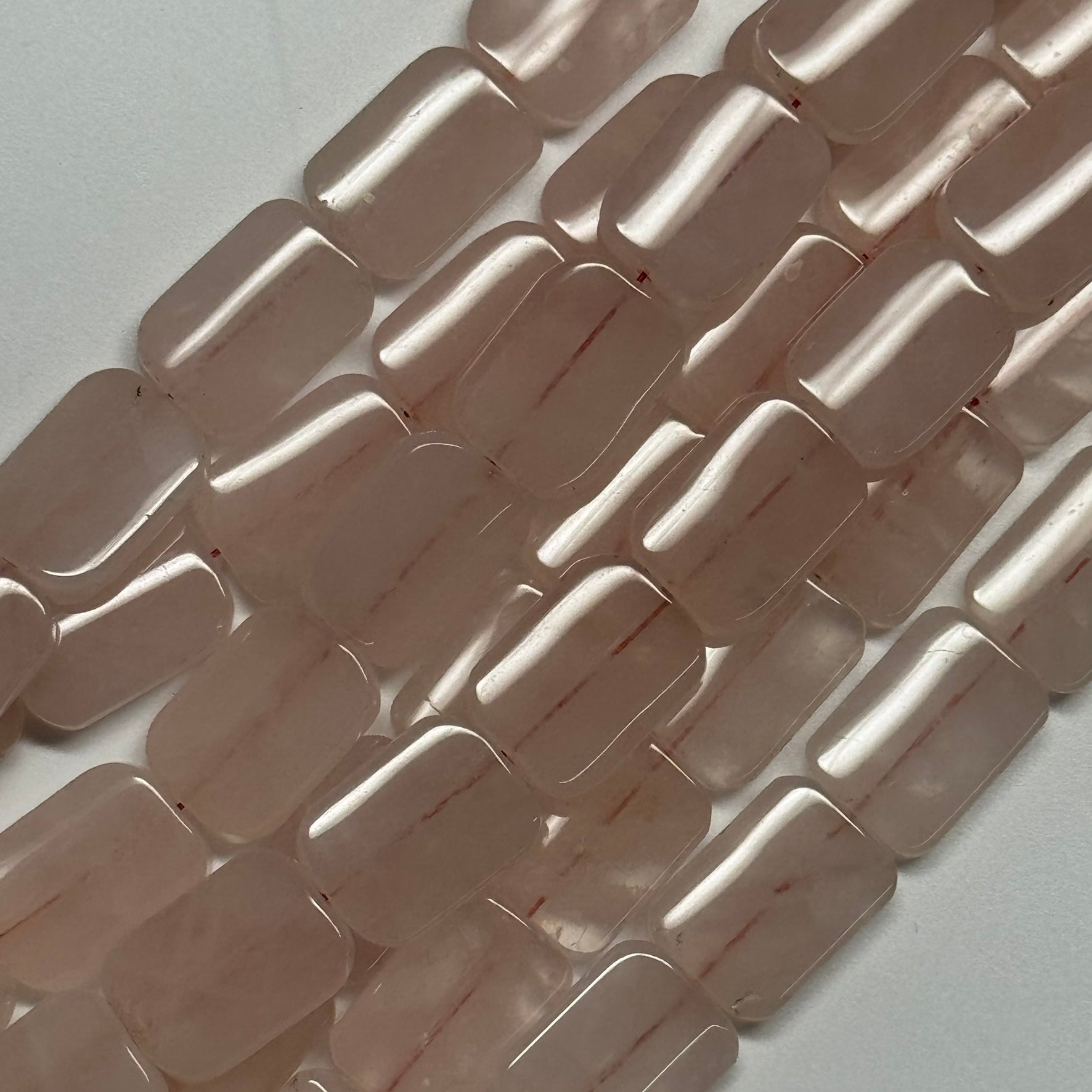 Rose Quartz Rectangle Cushion Gemstone Beads - (AA Quality)