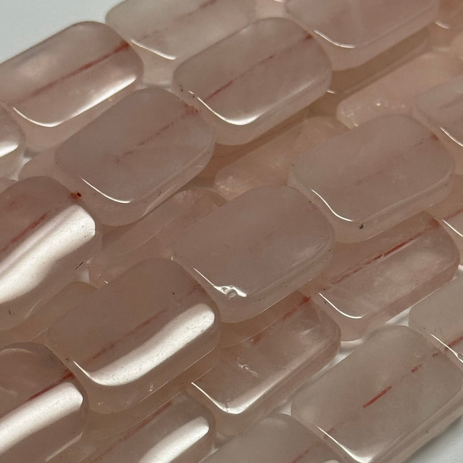 Rose Quartz Rectangle Cushion Gemstone Beads - (AA Quality)