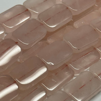 Rose Quartz Rectangle Cushion Gemstone Beads - (AA Quality)