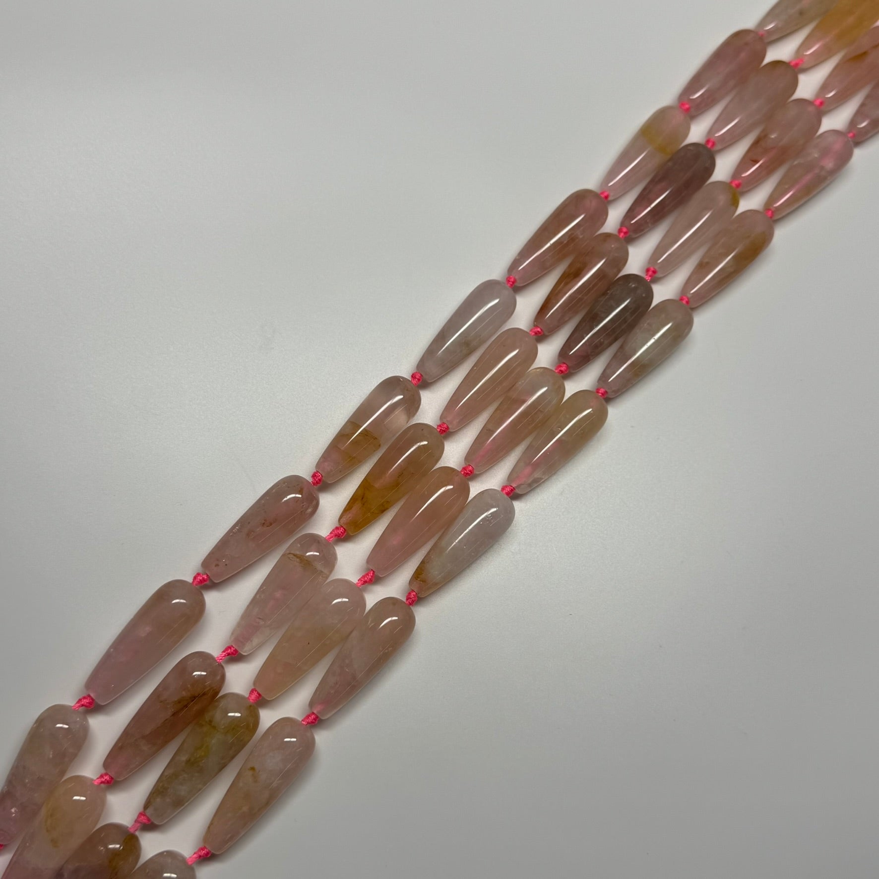 Rose Quartz Pear Shaped Gemstone Beads - (A Quality)