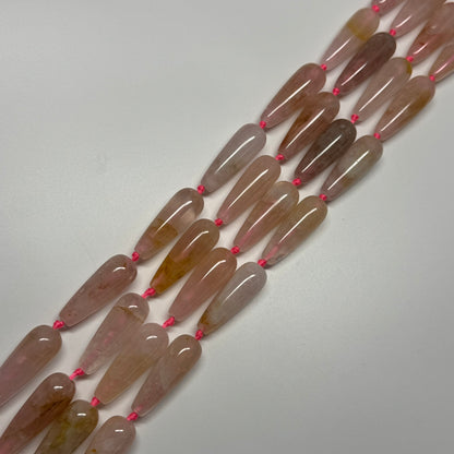 Rose Quartz Pear Shaped Gemstone Beads - (A Quality)