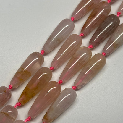 Rose Quartz Pear Shaped Gemstone Beads - (A Quality)
