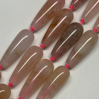 Rose Quartz Pear Shaped Gemstone Beads - (A Quality)