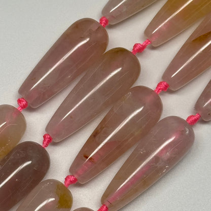 Rose Quartz Pear Shaped Gemstone Beads - (A Quality)