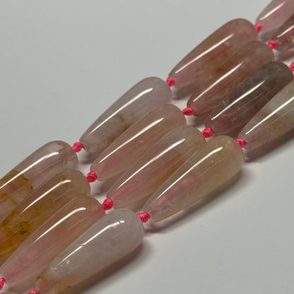 Rose Quartz Pear Shaped Gemstone Beads - (A Quality)
