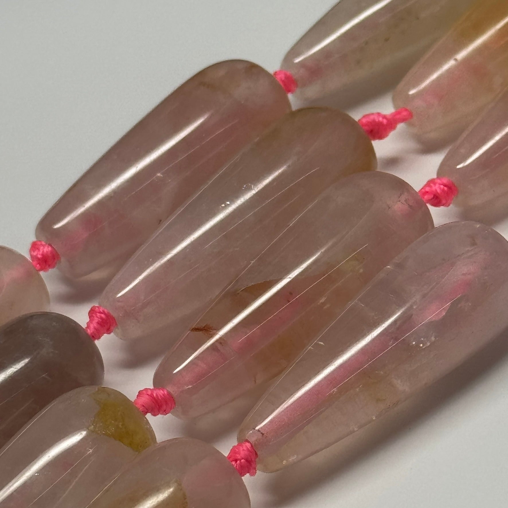 Rose Quartz Pear Shaped Gemstone Beads - (A Quality)