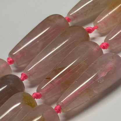Rose Quartz Pear Shaped Gemstone Beads - (A Quality)