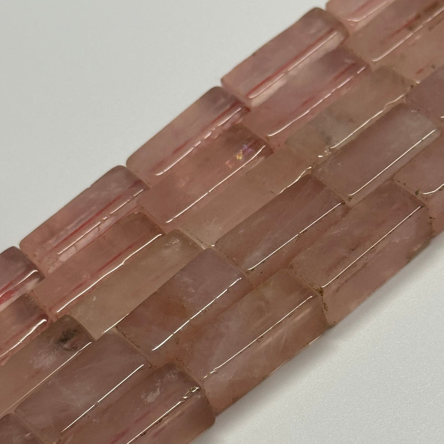 Rose Quartz Rectangular Shaped Gemstone Beads