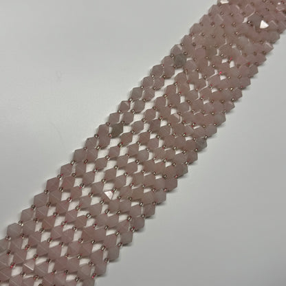 Rose Quartz Octahedron Shaped Gemstone Beads - (A Quality)