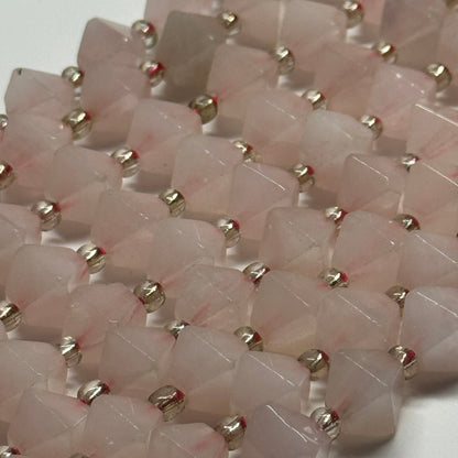 Rose Quartz Octahedron Shaped Gemstone Beads - (A Quality)