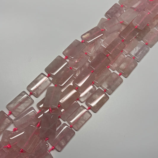 Rose Quartz Rectangular Shaped Gemstone Beads - (AA Quality)