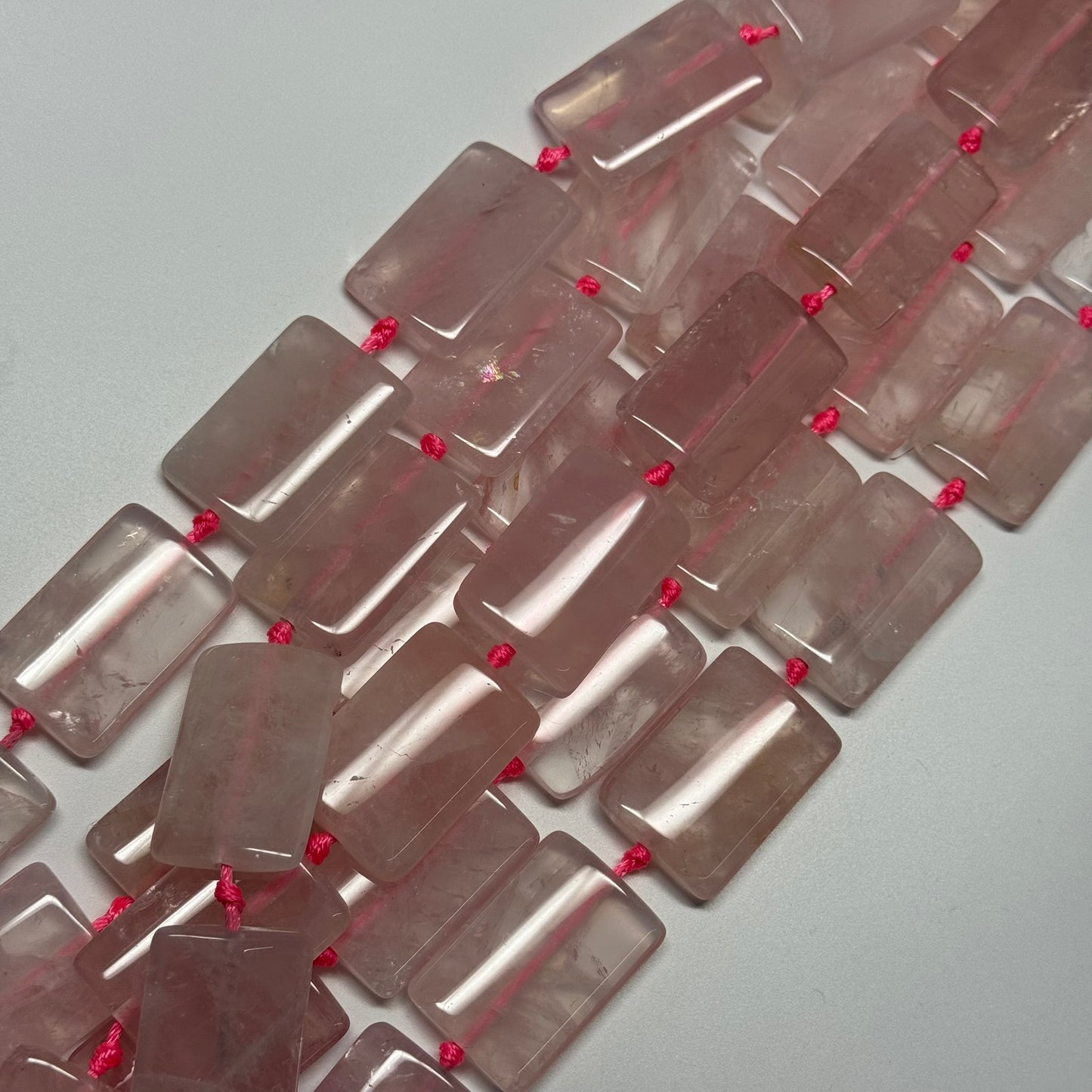 Rose Quartz Rectangular Shaped Gemstone Beads - (AA Quality)