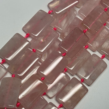 Rose Quartz Rectangular Shaped Gemstone Beads - (AA Quality)
