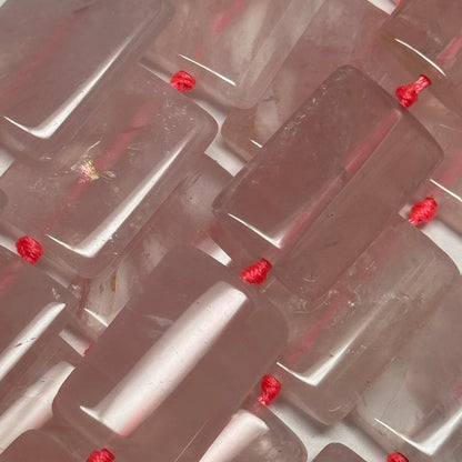 Rose Quartz Rectangular Shaped Gemstone Beads - (AA Quality)