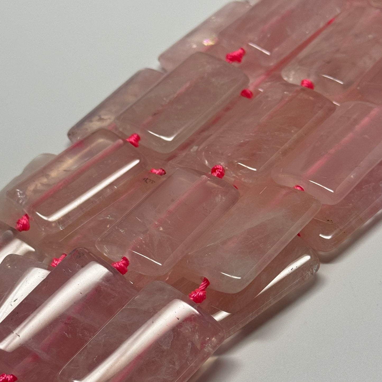 Rose Quartz Rectangular Shaped Gemstone Beads - (AA Quality)