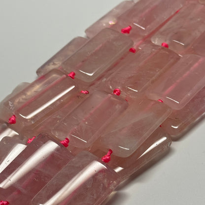 Rose Quartz Rectangular Shaped Gemstone Beads - (AA Quality)