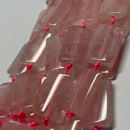 Rose Quartz Rectangular Shaped Gemstone Beads - (AA Quality)