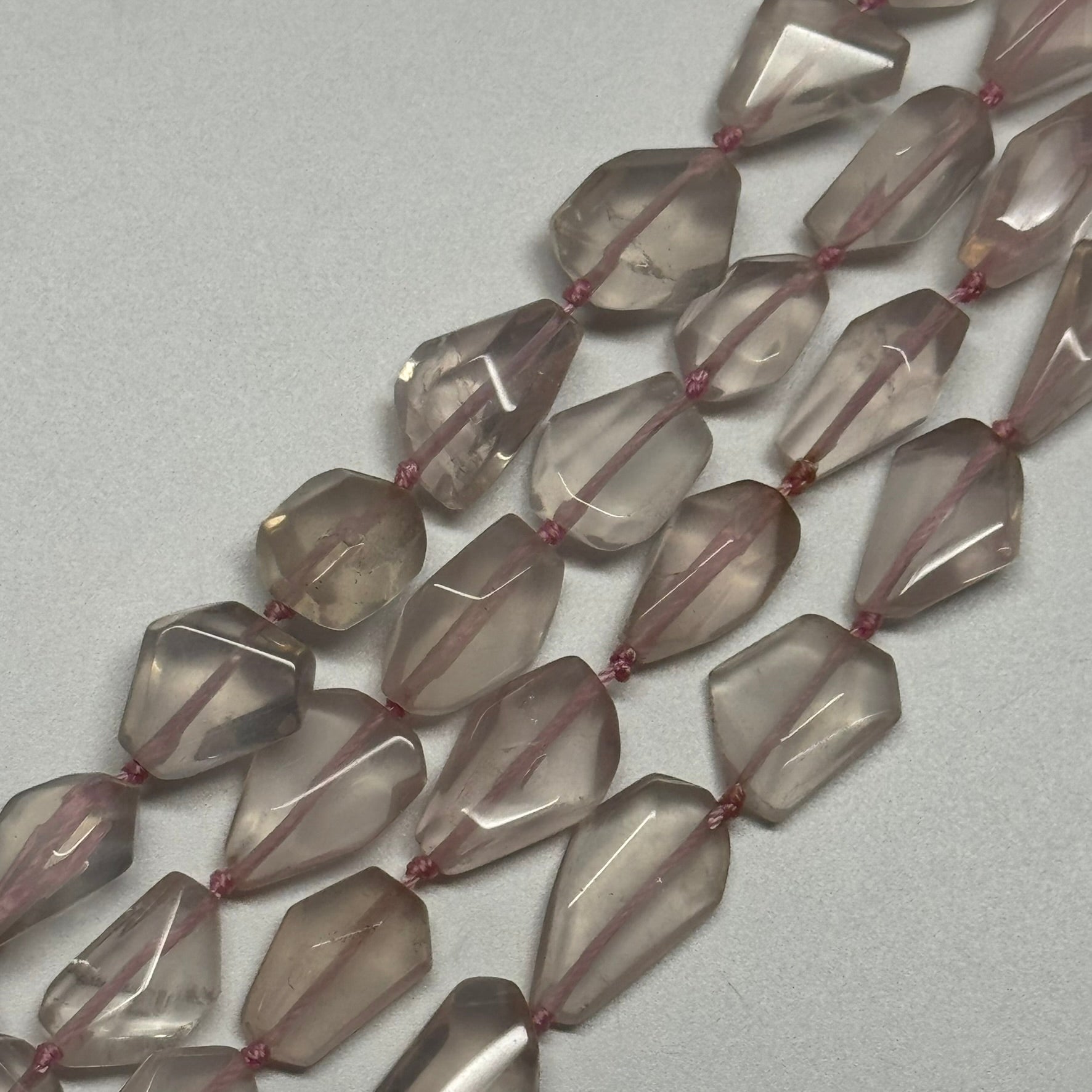 Rose Quartz Faceted Freeform Gemstone Beads - (AAAA Quality)