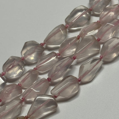 Rose Quartz Faceted Freeform Gemstone Beads - (AAAA Quality)