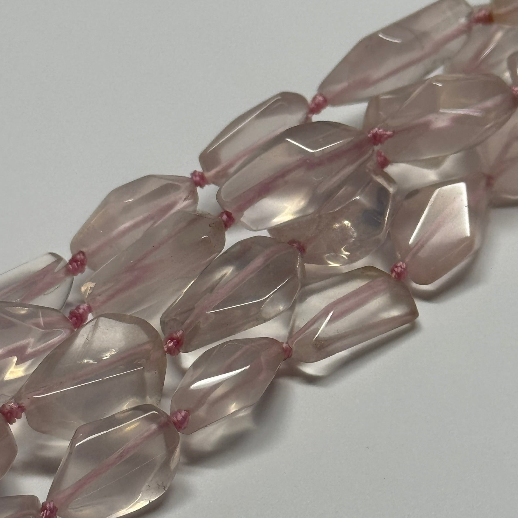 Rose Quartz Faceted Freeform Gemstone Beads - (AAAA Quality)