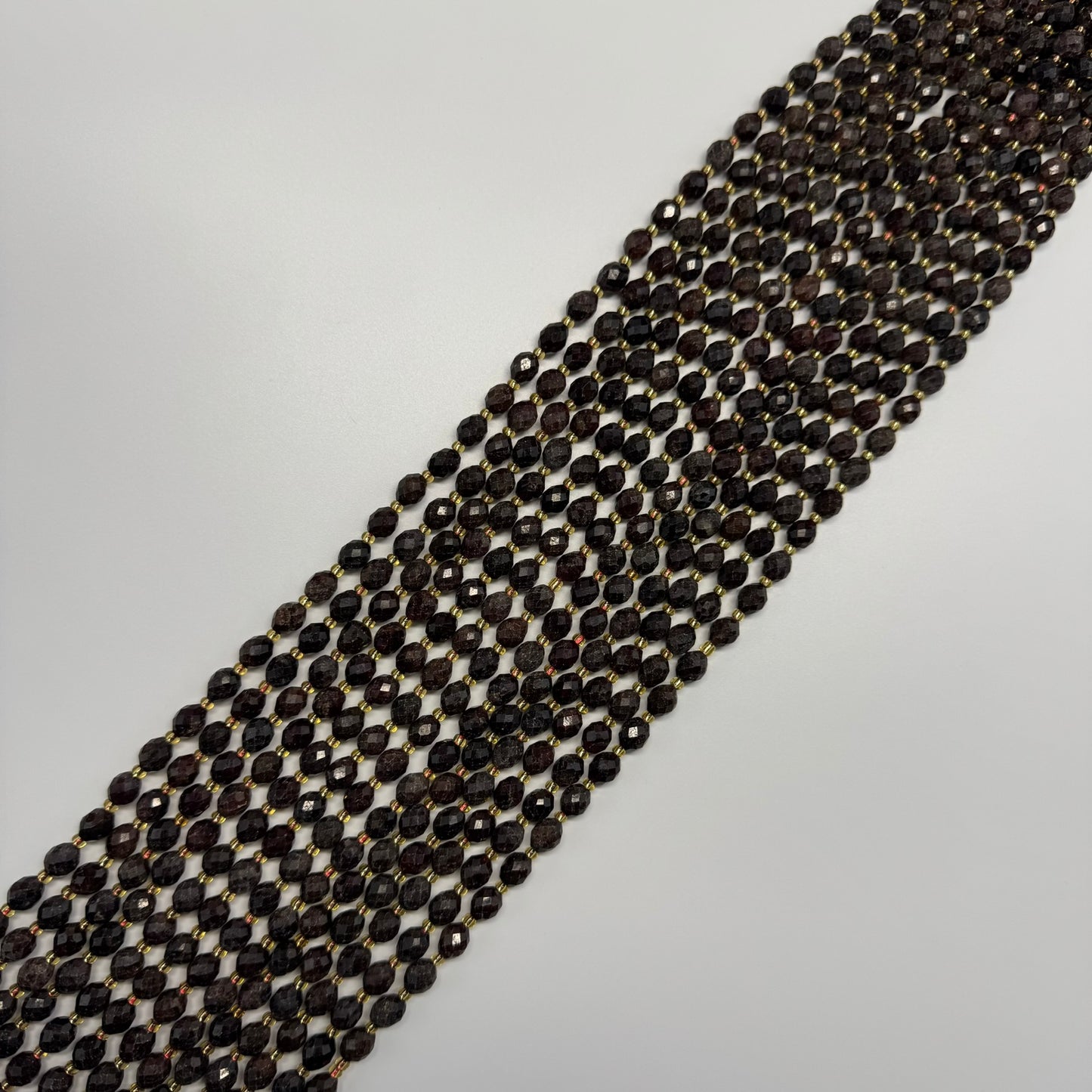 Garnet Faceted Barrel Shaped Gemstone Beads - (AB Quality)