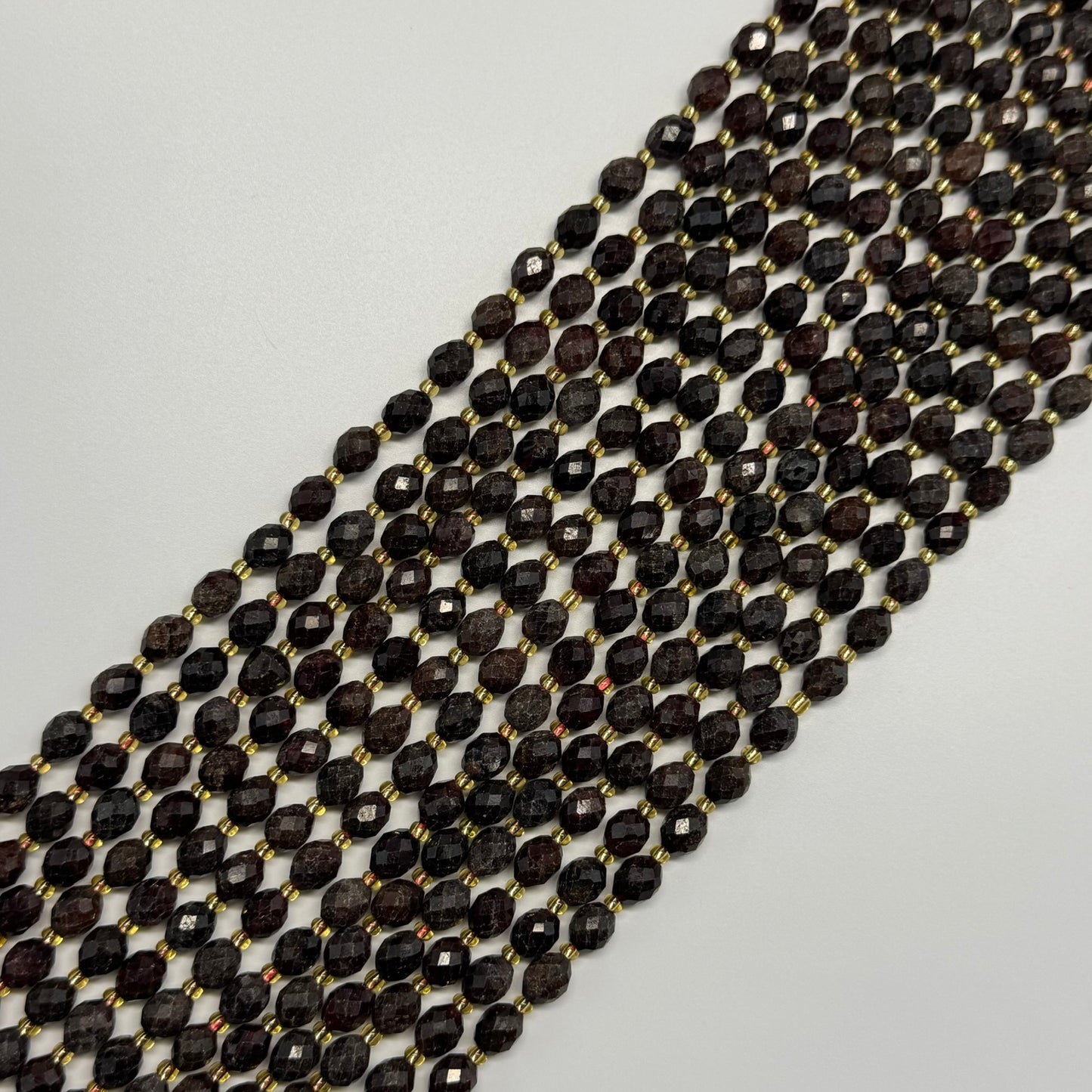 Garnet Faceted Barrel Shaped Gemstone Beads - (AB Quality)
