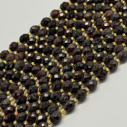Garnet Faceted Barrel Shaped Gemstone Beads - (AB Quality)