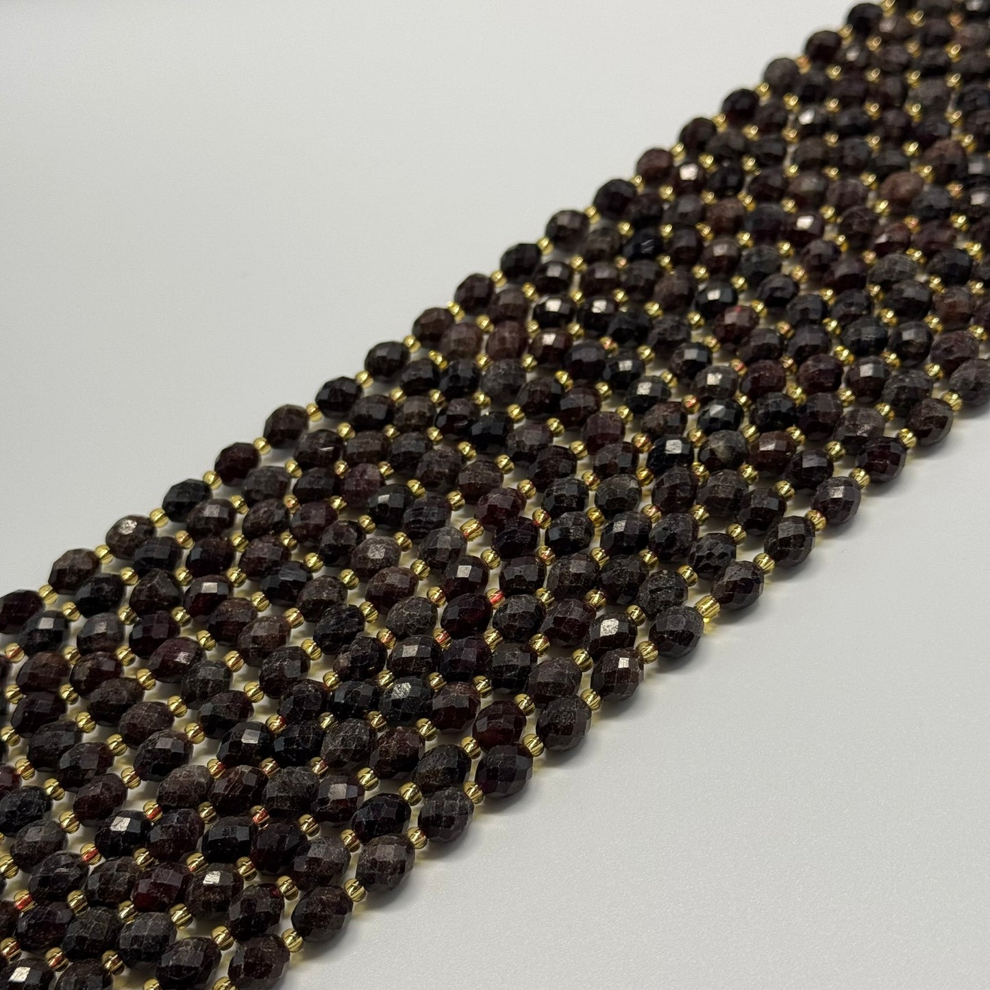 Garnet Faceted Barrel Shaped Gemstone Beads - (AB Quality)