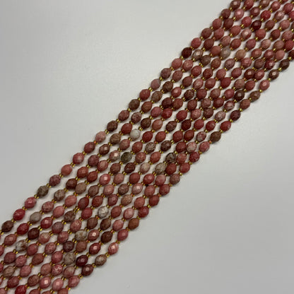 Thulite Faceted Barrel Shaped Gemstone Beads - (AA Quality)
