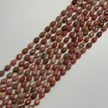 Thulite Faceted Barrel Shaped Gemstone Beads - (AA Quality)