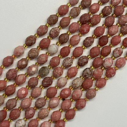 Thulite Faceted Barrel Shaped Gemstone Beads - (AA Quality)