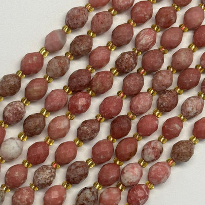 Thulite Faceted Barrel Shaped Gemstone Beads - (AA Quality)