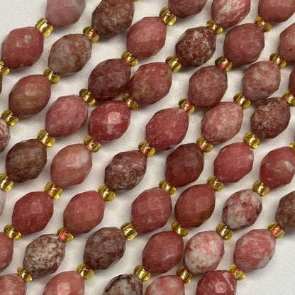 Thulite Faceted Barrel Shaped Gemstone Beads - (AA Quality)