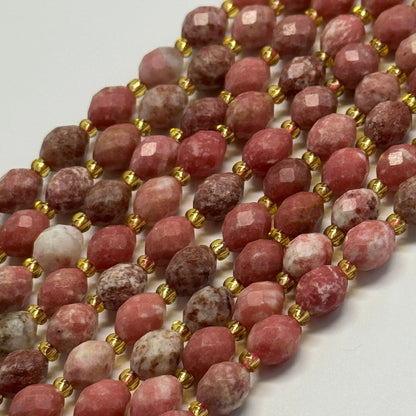 Thulite Faceted Barrel Shaped Gemstone Beads - (AA Quality)