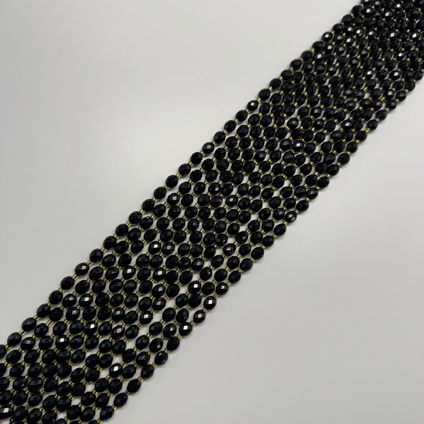 Onyx Faceted Barrel Shaped Gemstone Beads - (AA Quality)