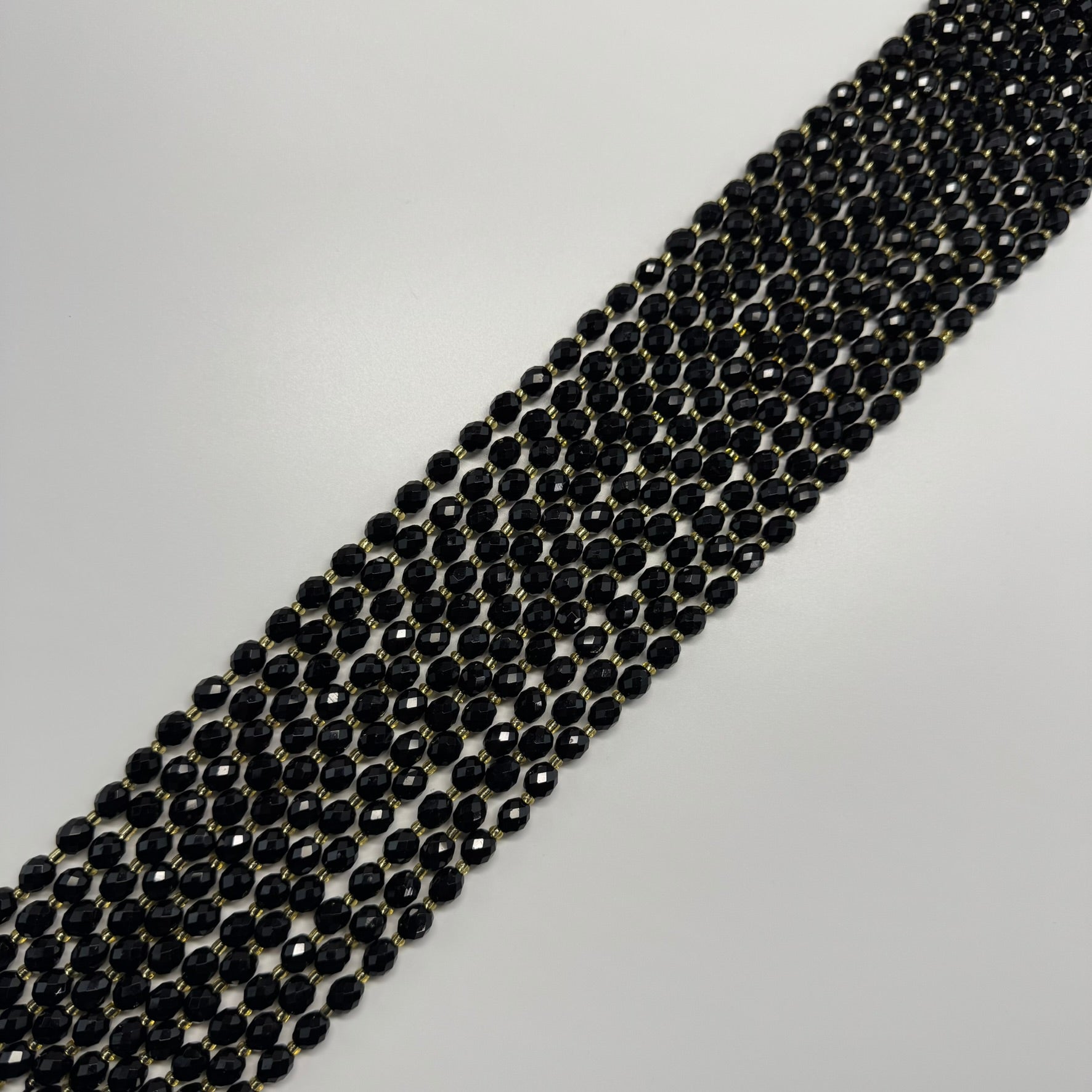 Onyx Faceted Barrel Shaped Gemstone Beads - (AA Quality)