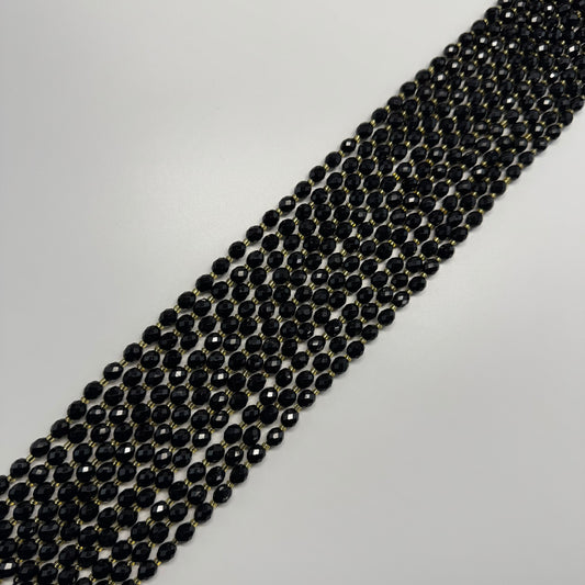 Onyx Faceted Barrel Shaped Gemstone Beads - (AA Quality)