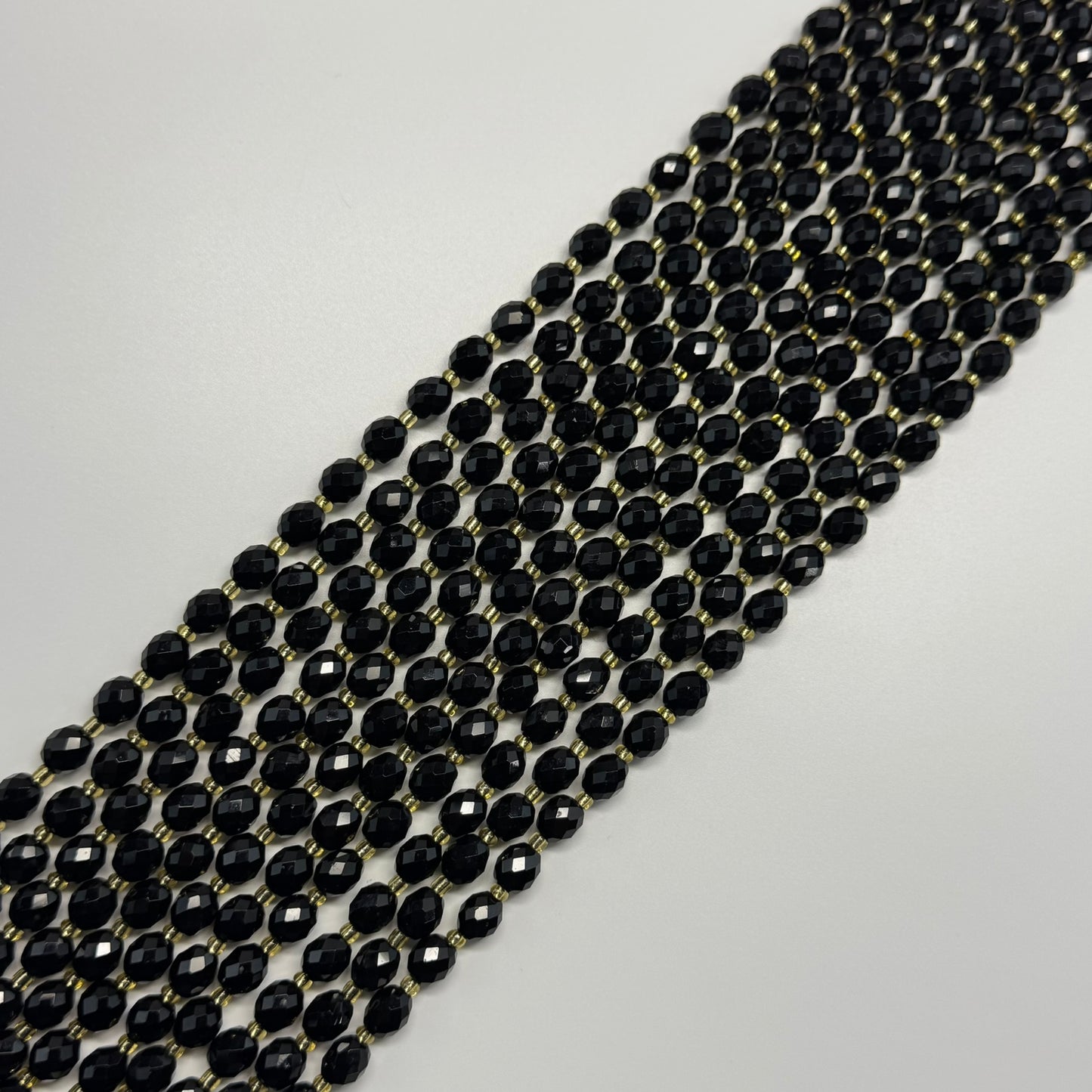 Onyx Faceted Barrel Shaped Gemstone Beads - (AA Quality)
