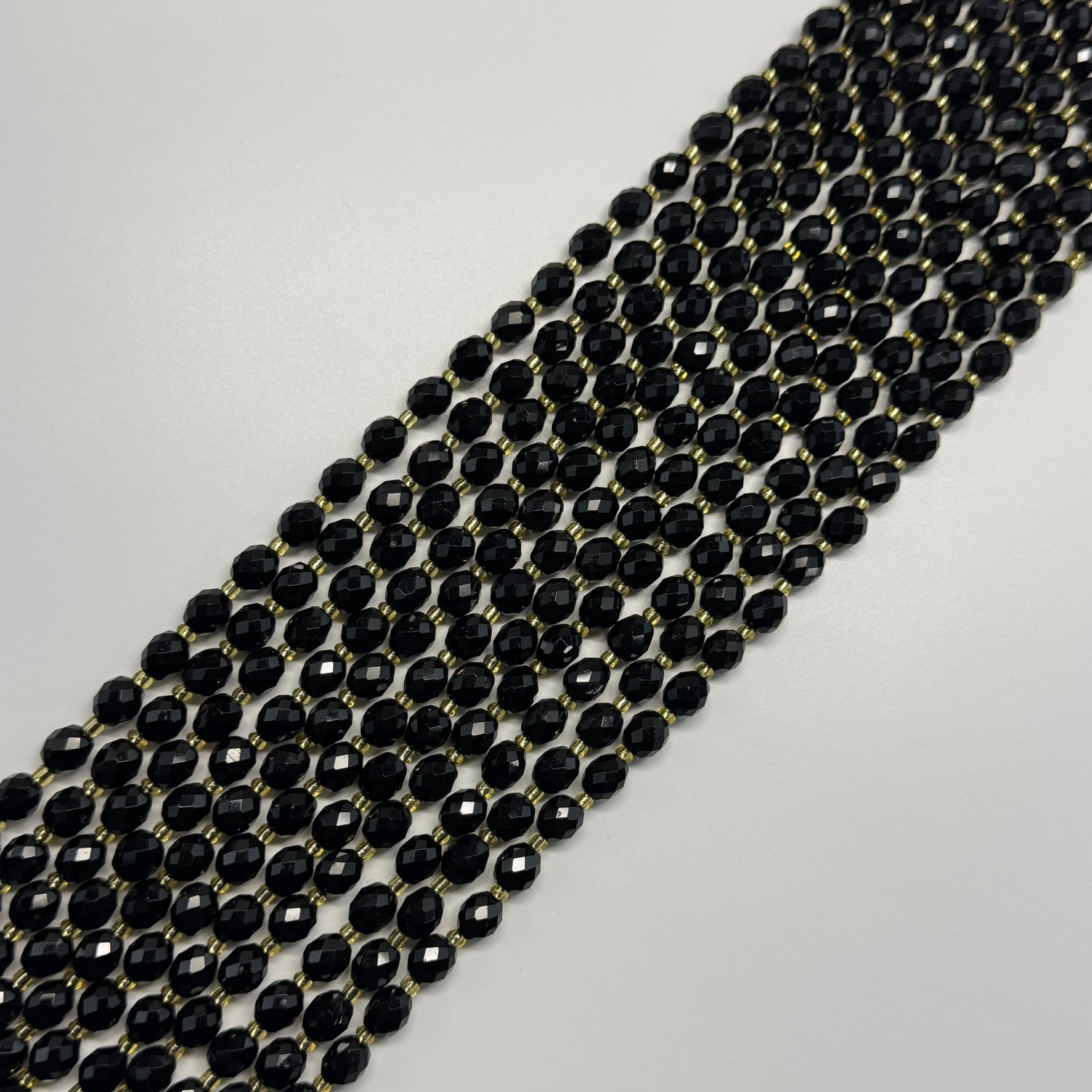 Onyx Faceted Barrel Shaped Gemstone Beads - (AA Quality)