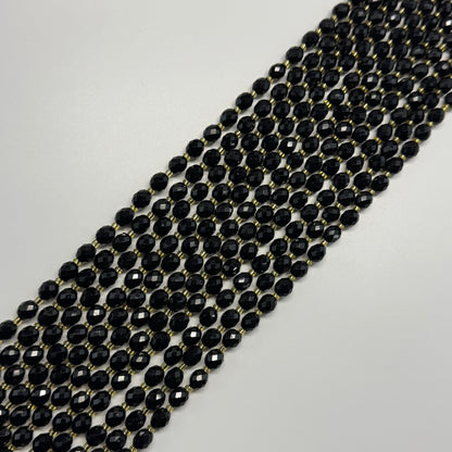 Onyx Faceted Barrel Shaped Gemstone Beads - (AA Quality)