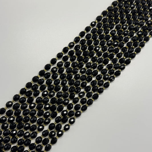 Onyx Faceted Barrel Shaped Gemstone Beads - (AA Quality)