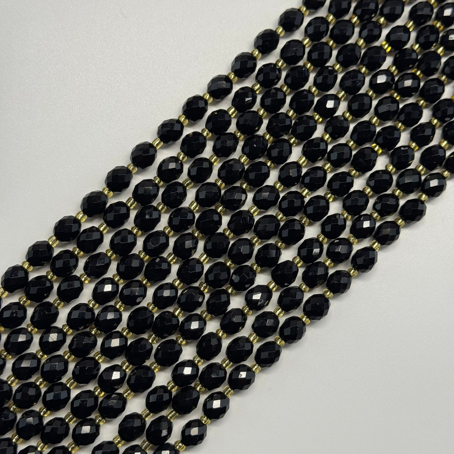 Onyx Faceted Barrel Shaped Gemstone Beads - (AA Quality)