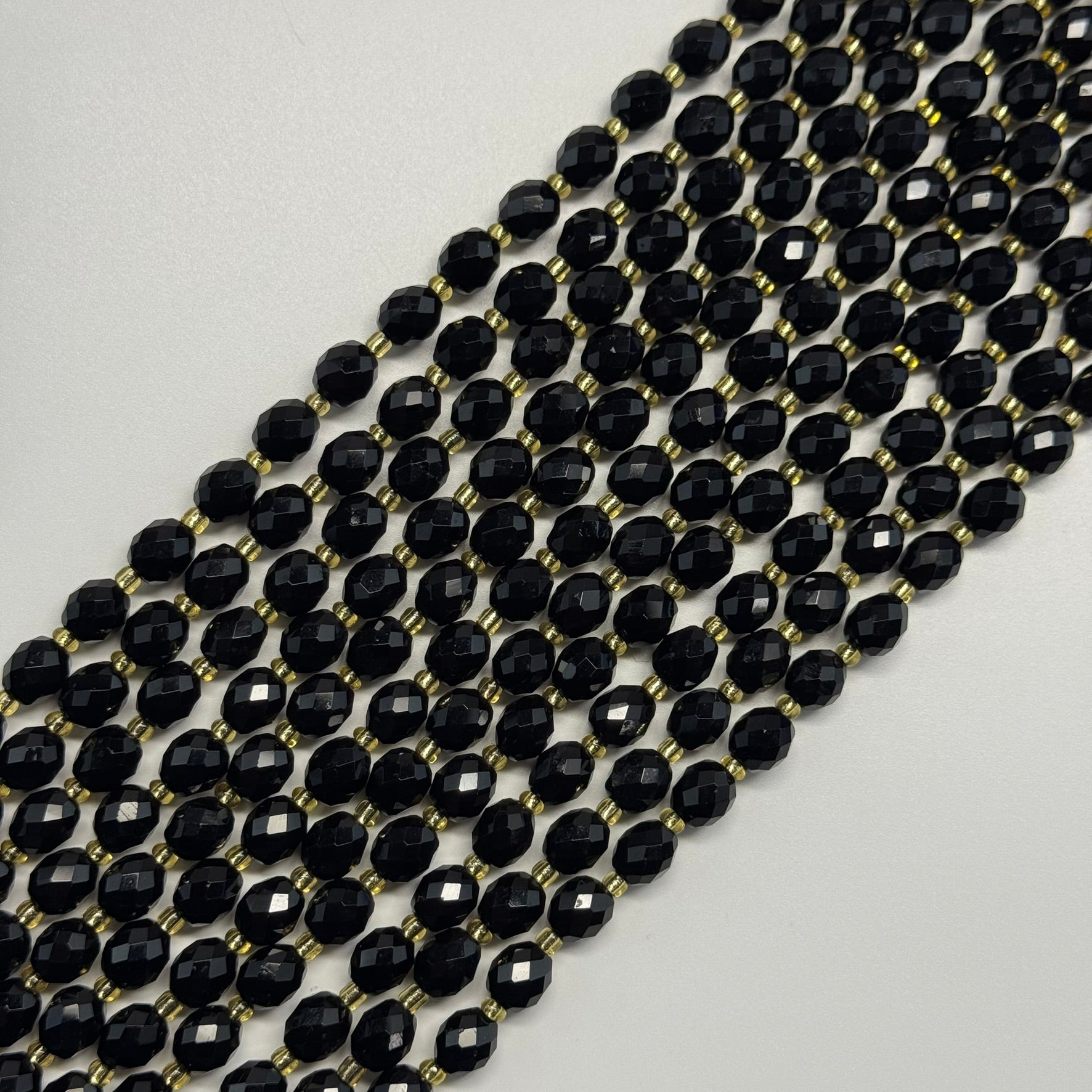 Onyx Faceted Barrel Shaped Gemstone Beads - (AA Quality)