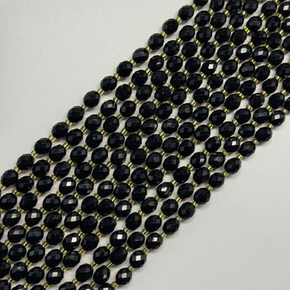 Onyx Faceted Barrel Shaped Gemstone Beads - (AA Quality)