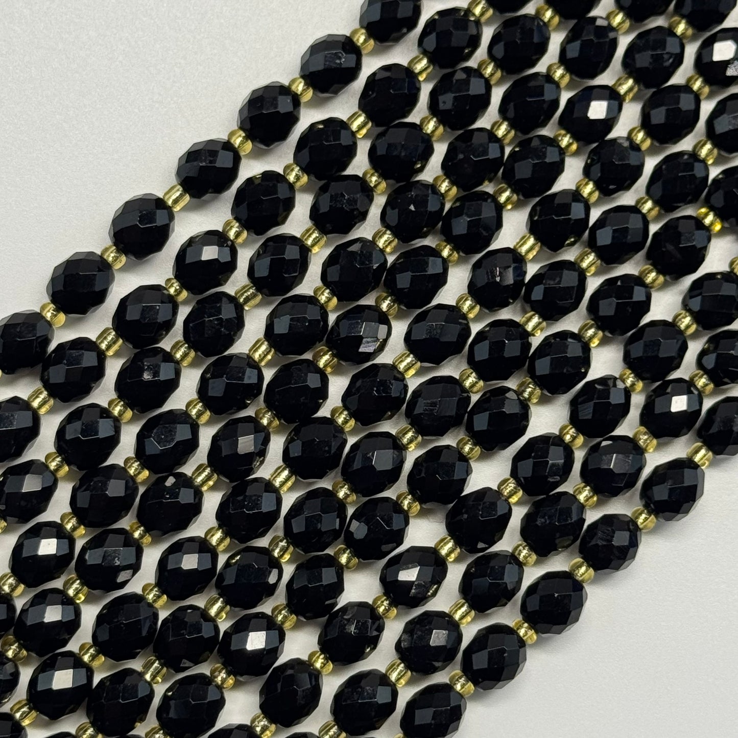 Onyx Faceted Barrel Shaped Gemstone Beads - (AA Quality)