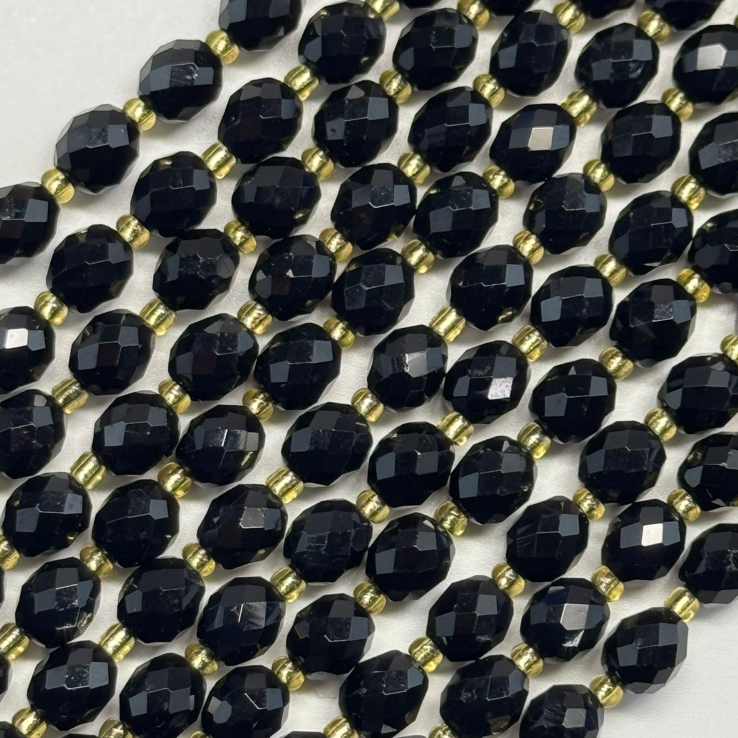 Onyx Faceted Barrel Shaped Gemstone Beads - (AA Quality)