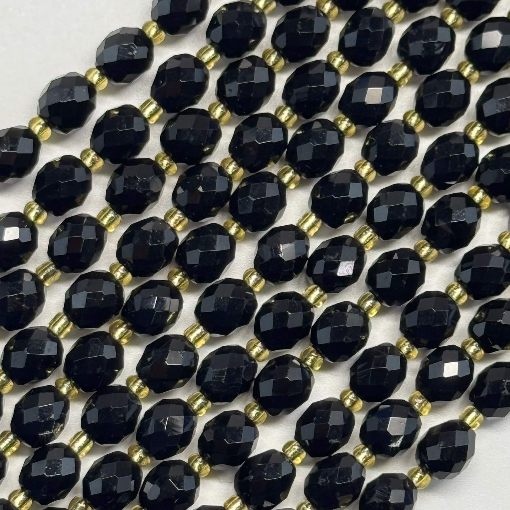 Onyx Faceted Barrel Shaped Gemstone Beads - (AA Quality)