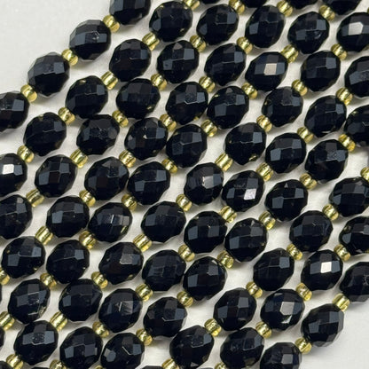 Onyx Faceted Barrel Shaped Gemstone Beads - (AA Quality)
