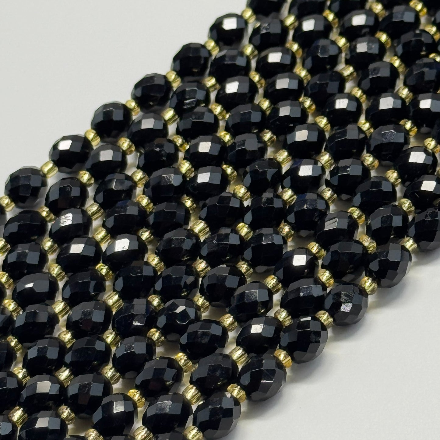 Onyx Faceted Barrel Shaped Gemstone Beads - (AA Quality)