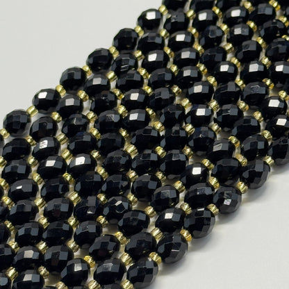 Onyx Faceted Barrel Shaped Gemstone Beads - (AA Quality)
